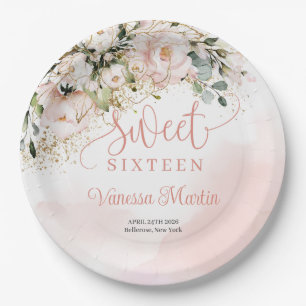 Rosengold Rosengold 16 . Geburtstag Pappteller