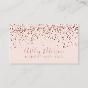 Rosengoldconfetti erröten Haarmake-uptypographie Visitenkarte