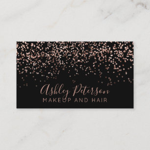 Rosengoldconfettimake-uphaartypographie Visitenkarte