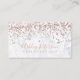 Rosengoldconfettimarmorhaar-Make-uptypographie Visitenkarte