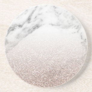 RosengoldGlitter auf Marmor Sandstein Untersetzer