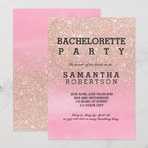 RosengoldGlitterrosa Watercolor bachelorette Einladung