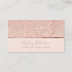 RosengoldGlitterrosahaar-Make-uptypographie Visitenkarte
