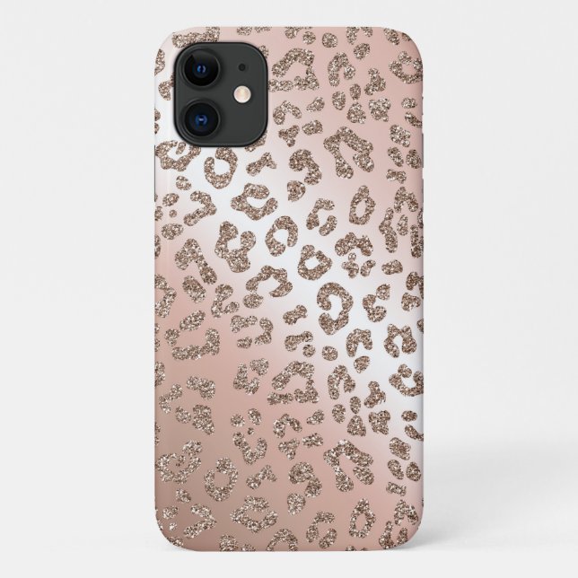 Rosengoldleoparddruck-Glitterfall Case-Mate iPhone Hülle (Rückseite)