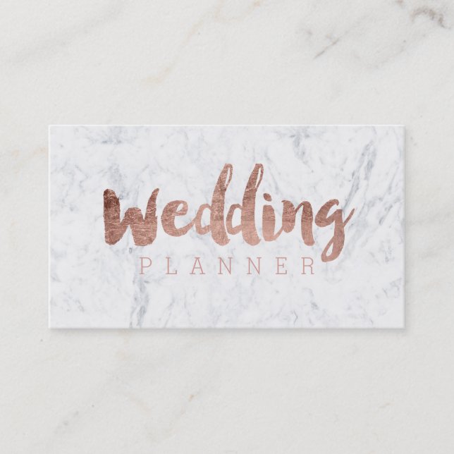 Rosengoldtypographiemarmor des Hochzeitsplaners Visitenkarte (Vorderseite)