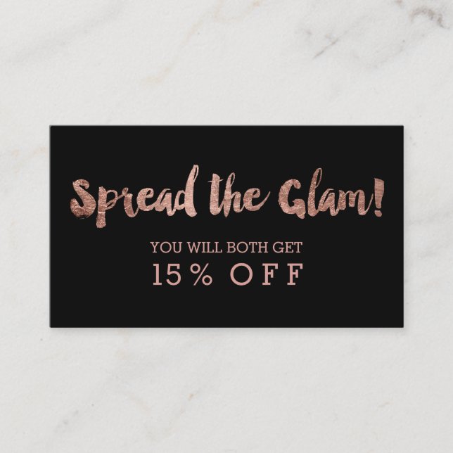 Rosengoldtypographieschwarzes der Empfehlungskarte (Vorderseite)