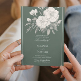 Rosenhochzeit im Indigo-Stil Einladung