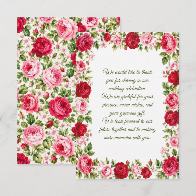 Rosenhochzeit Mitteilungskarte (Vorne/Hinten)