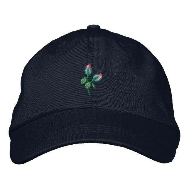 Rosenknospe Bestickte Kappe (Vorderseite)