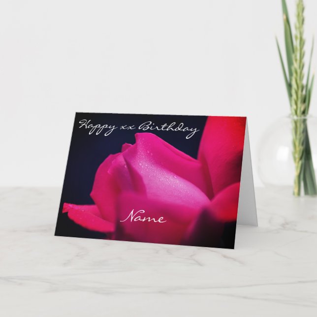 Rosenknospe Blume Personalisiert Geburtstag Karte (Vorderseite)