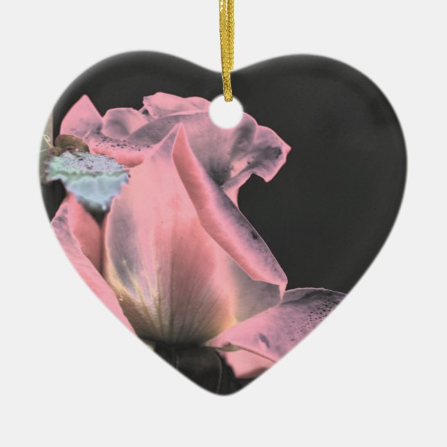 Rosenknospe-Blumen-Verzierung Digital rosa Keramik Ornament (Vorne)