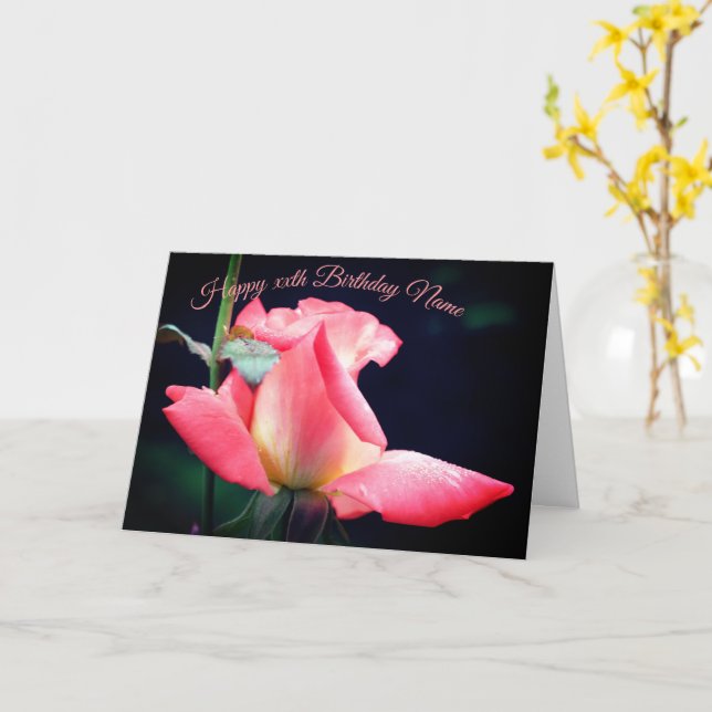 Rosenknospe Delight Floral Personalisiert Geburtst Karte (Gelbe Blume)