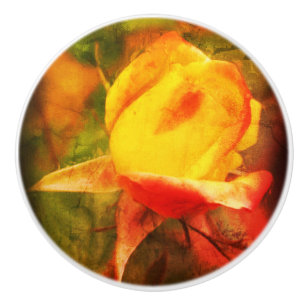 Rosenknospe Floral Art Foto Malerei erschüttert Keramikknauf