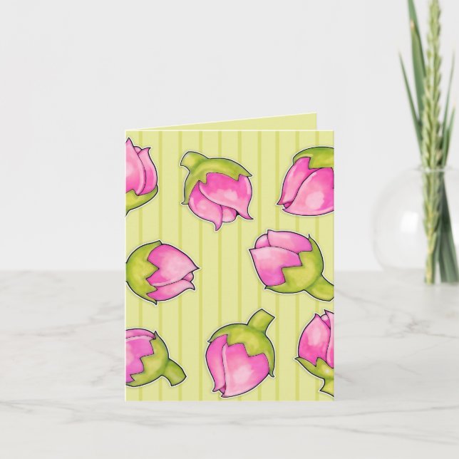 Rosenknospe Join green pattern Note Card Karte (Vorderseite)