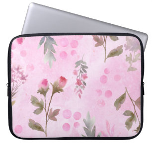 Rosenknospe, Polka Punkte: Sommerblumen. Laptopschutzhülle