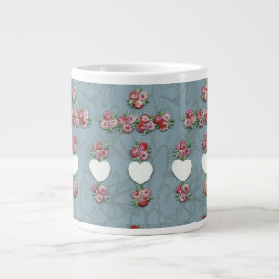 Rosenknospe und Herz Jumbo-Tasse