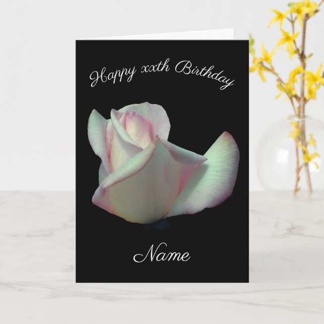 Rosenknospe Up Nah Floral Personalisiert Geburtsta Karte (Gelbe Blume)