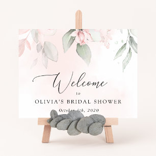 Rosenknospen, rosa Blumen, Willkommen zur Hochzeit Poster