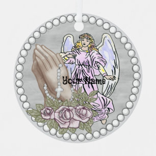 Rosenkranz betender Engel Ornament Aus Metall