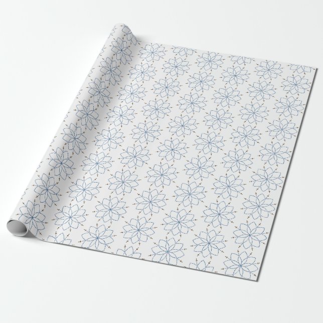 Rosenkranz blühende blaue Blume Geschenkpapier (Ungerollt)