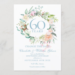 Rosenkranz zum 60. Jubiläum "Change the Date" Einladung