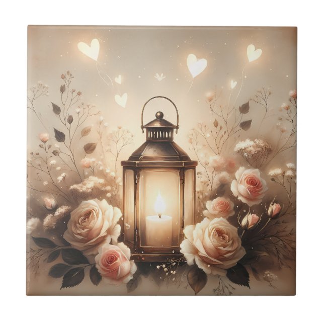 Rosenlaternen-Glühbouquet Fliese (Vorderseite)