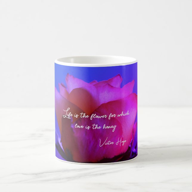 Rosenleben und Liebe Zitat Kaffee Tasse (Mittel)