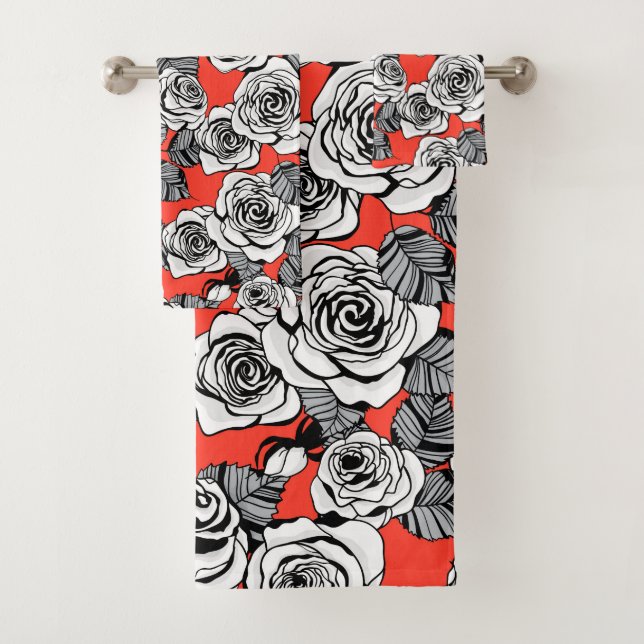 Rosenmuster Badhandtuch Set (Insitu)