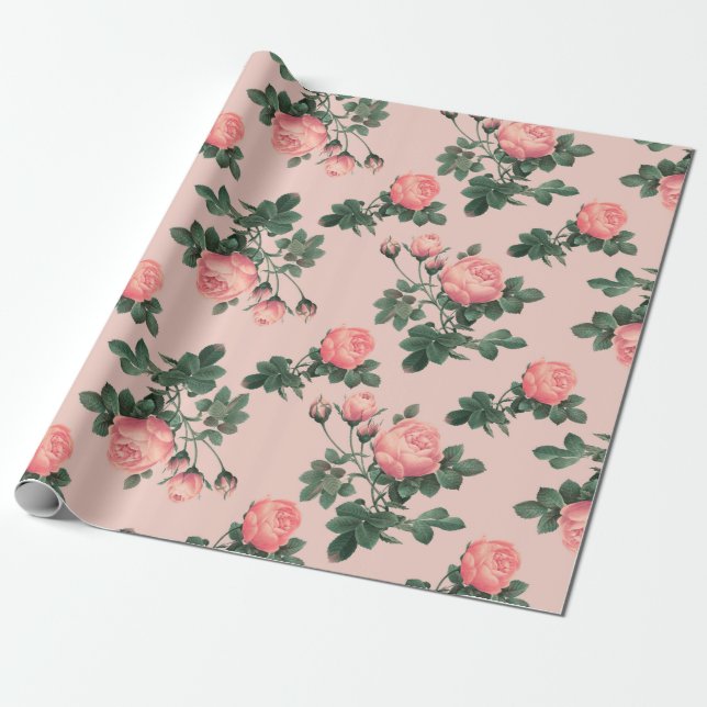 Rosenmuster Geschenkpapier (Ungerollt)
