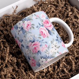 Rosenpastellrosen Shabby Chic Blumenmuster Kaffeetasse