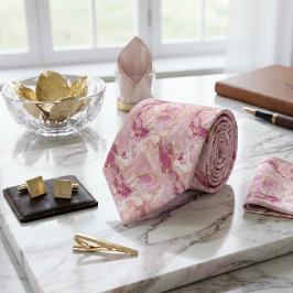 Rosenquarz & Gold Marmor Krawatte