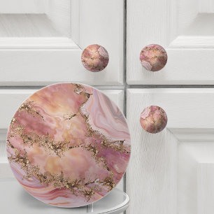 Rosenquarz und pastellrosa Marmor Keramikknauf