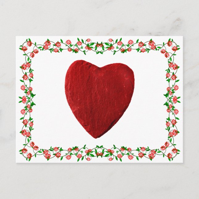 Rosenrahmen Herz Postkarte (Vorderseite)
