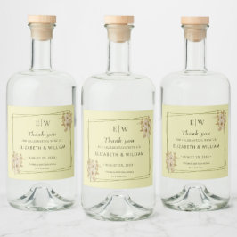 Rosenrahmen – Monogramm Himmlisch Gelbe Hochzeit Alkoholflaschenetikett