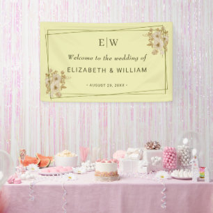 Rosenrahmen – Monogramm Himmlisch Gelbe Hochzeit Banner