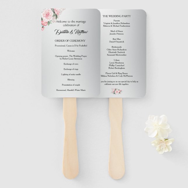 Rosenromantik und Silberhochzeit Fächer (Vorne und Hinten)
