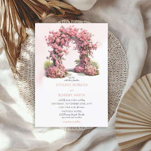 Rosenrosa Wasserfarbe Rosen rustikale Hochzeitsmar Einladung