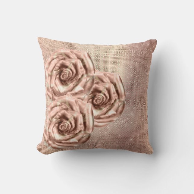 Rosenrosen Blume Gold Kupfer-Reihe Grill Kissen (Vorderseite)