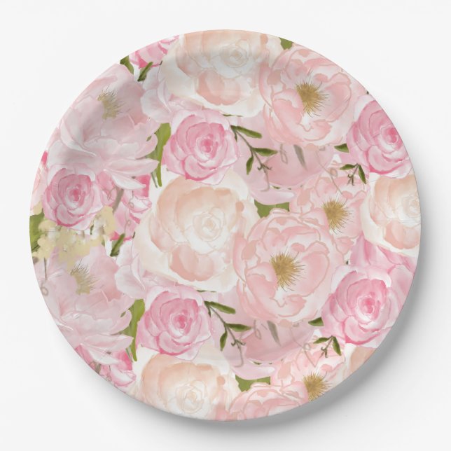 Rosenrosen Blume Teller (Vorderseite)