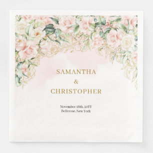 Rosenrosen-Eukalyptus-Hochzeit Serviette