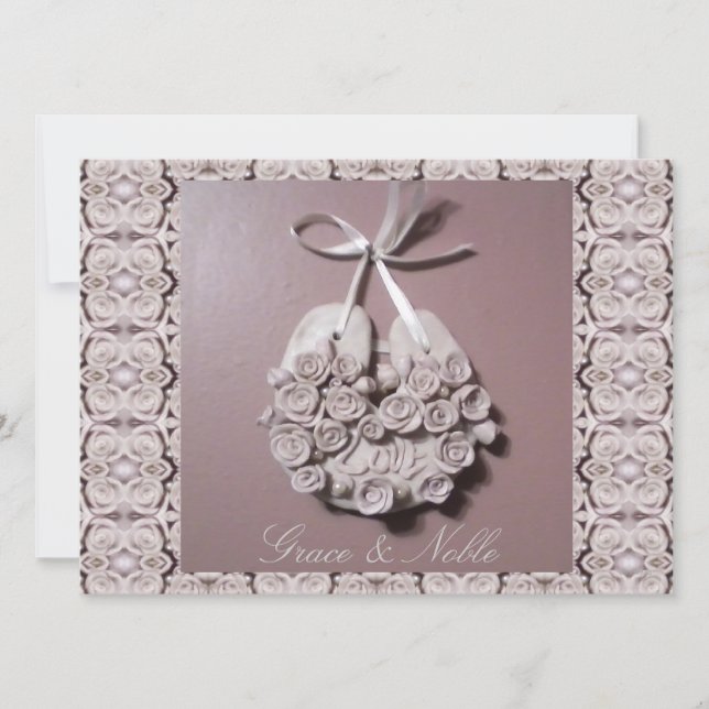 Rosenrosen Liebe Hufeisen Traditionelle Hochzeit Einladung (Vorderseite)