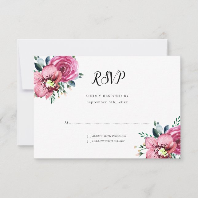 Rosenrosen-Orchideen Hochzeiten RSVP Karte (Vorderseite)