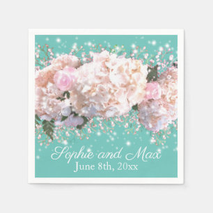 Rosenrosen, rosa Hydrangeas Serviette