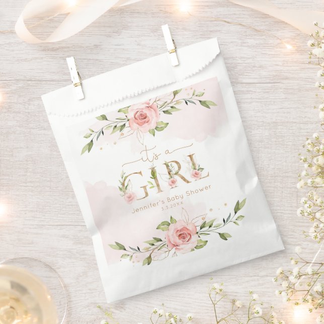 Rosenrosen, Rose, Eukalyptus, Baby-Dusche Geschenktütchen (Ausgeschnitten)