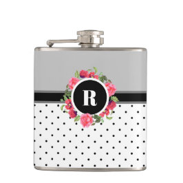 Rosenrosen-Rosen-Rosenbläser-Monogramm Wreath Flachmann