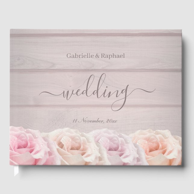 Rosenrosen Rosenblütenblütenhochzeit Gästebuch (Vorderseite)