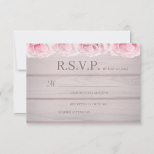 Rosenrosen Rustikaler Chic Floral Wedding RSVP Einladung