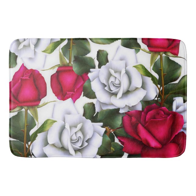 Rosenrosen Shabby Chic Rustikal Modernes Glam Badematte (Vorderseite)
