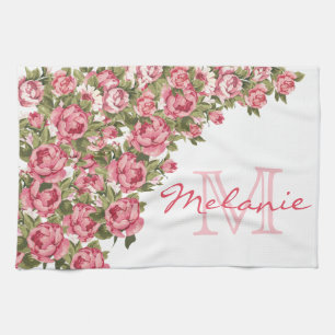 Rosenrosen, Vintag, Rosa Rose, Name der Peonies, M Geschirrtuch