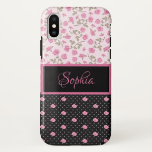 Rosenrosen, weiße Polka-Punkte auf schwarz-Mit Mon Case-Mate iPhone Hülle